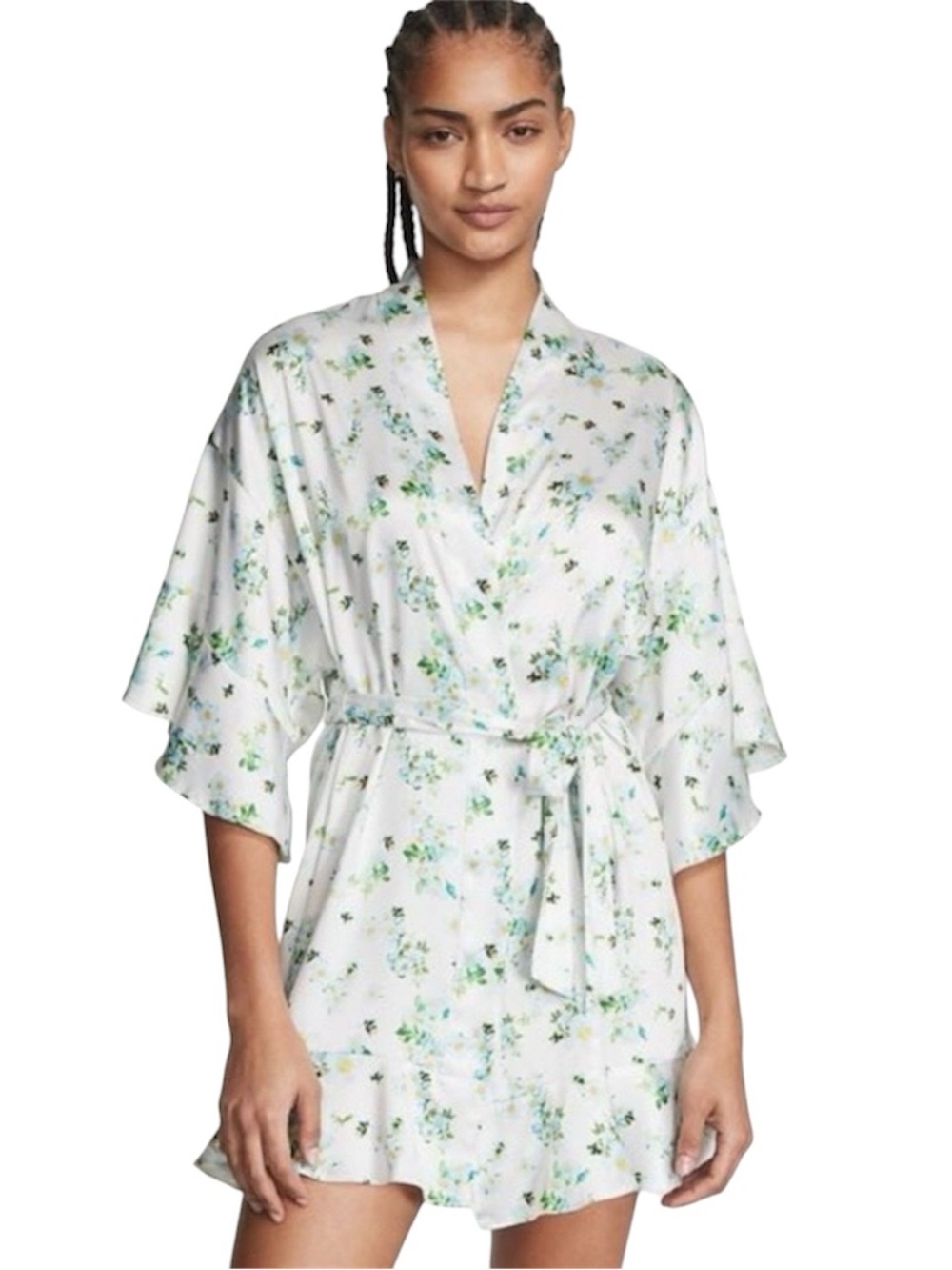 Victoria’s Secret Honeybee Floral Satin Robe NWT Size XS/S Mini Flowy